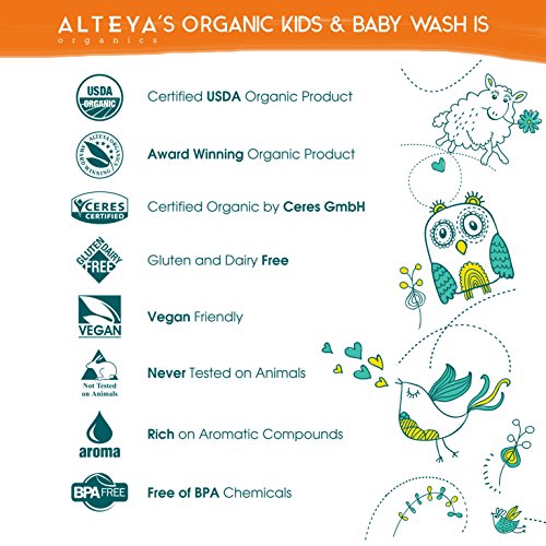 Alteya Organics Kids & Baby Wash Usda Certified Organic Baby Care, 13.5 Fl Oz/400 Ml Mild And Gentle Cleanser And Shampoo #TOP2