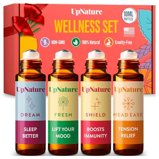 Wellness Essential Oil Roll On Gift Set - Relaxation Gifts for Women & Men - Headache Relief, Germ Fighter, Mood Booster & Better Sleep - Therapeutic Grade - Great Stocking Stuffer & Gift for Mom