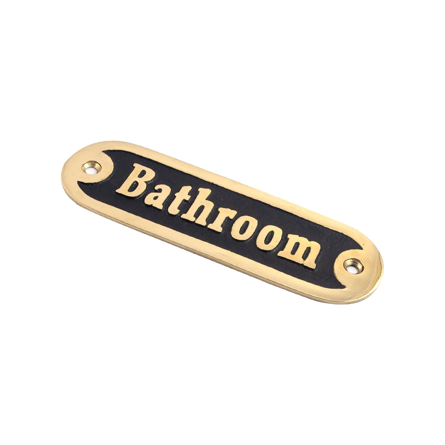 Calyron Brass Bathroom Toilet Washroom Door Sign Casted Gold/Black Handmade Plaque Plate for House Room Home Decor Style Accessories Wall Mounted (12.5cm X 4cm)