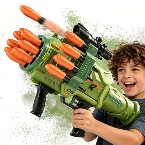 Image of Toy Gun Toy Foam Blasters - New 2026 Jumbo Rocket Gun, Toy Rocket Artillery Launcher RPG Gun with 16 Foam Rockets Bullets, Outdoor Shooting Games Toy Guns for Kids 6-12 Year Birthday Xmas Gifts