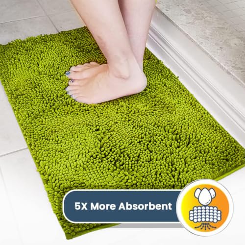 Image of Muddy Mat | Super Water Absorbent Door Mat Indoor, Microfiber Quick Dry Chenille Entryway Rug,Slip Resistant Front Door Mat,Indoor Mats for Entryway,Machine Washable Pet Rug, Spring Green 24 inch x 44 inch