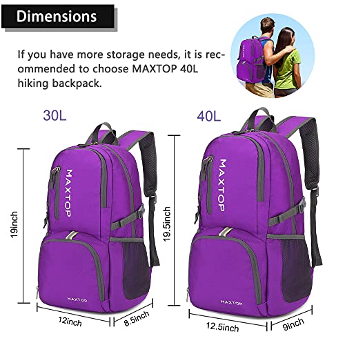 MAXTOP 30L Backpack Ultra Lightweight Packable Foldable Rucksack Water Resistent For Men Women Outdoor Camping Hiking Travel Daypack Handy Durable Gifts For Men Women - Image 3
