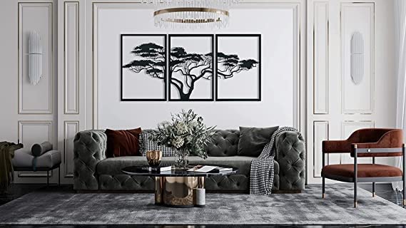 STASH HOUSE Tree of Africa Wooden Wall Art, Tree of Life Wooden Wall Art, Wall Decor, Artwork for Home Decorations, Farmhouse Decor, Rustic Decor, Cabin Decor, Housewarming Gift (45x 45 cm)