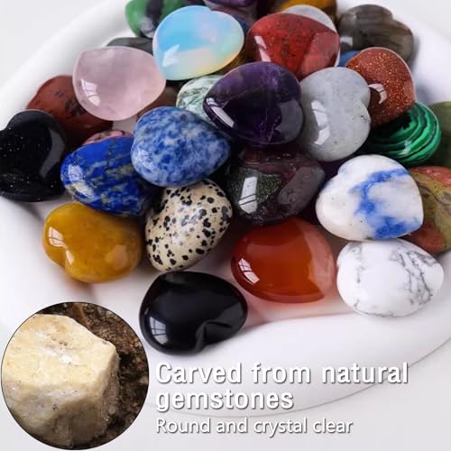 DALAETUS 24pcs Healing Crystals Heart Stones, Love Heart Natural Gemstones for lover, Valentine's Day, Multi Polished Pocket Stone for Stress Relief Reiki Chakra Healing, Meditation, Balancing Yoga - Image 4