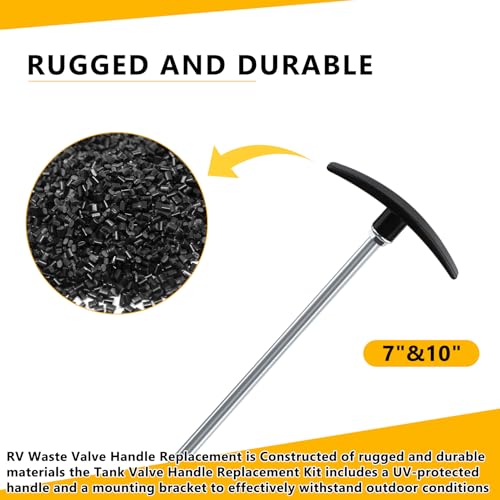 Image of RV Sewer Waste Valve Extension Rod 7 inch&10 inch,rv Black Tank Pull Valve Handle Replacement,Tank Valve Handle RV Dump Valve Handle Replacement Set Compatible with Other Standard Waste Gate Valves