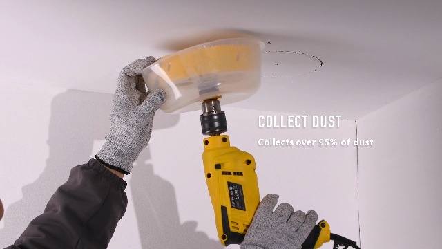 Image of KATA 4-1 /4 Inch Hole Saw with Silicone Dust Bowl for Recessed Lighting | 4.25 inch Hole Saw with Clear Smooth Bowl Helps Catch Drywall Dust for Smaller Ceiling, Can Light, Vent and Wood Repair Cutouts