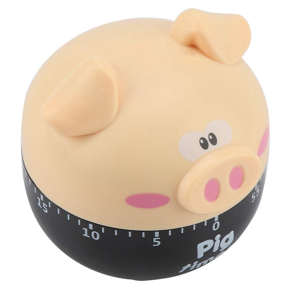 Itonash Kitchen Timer, Cartoon Pig Shape Mechanical Timer 1‑55 Minutes with Smooth for Baking Cooking Eggs Cakes (Khaki)
