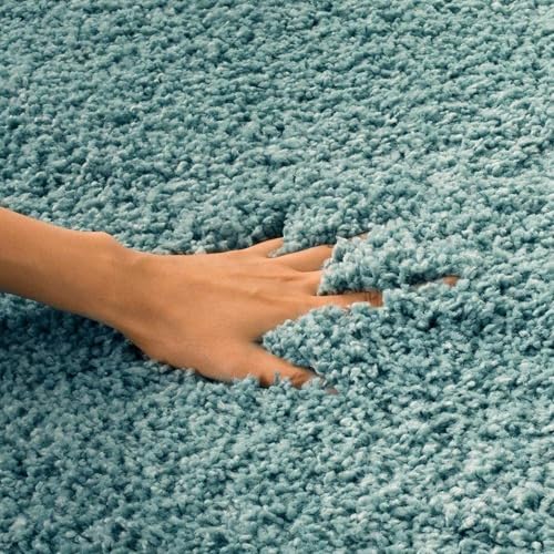 Image of Solid Shaggy Carpets and Rugs for Bedroom Drawing Room 3x5 Feet Light Blue Color