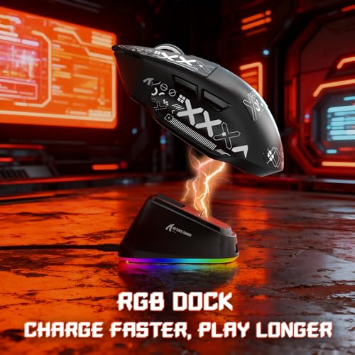 Image of ATTACK SHARK V6 65g Superlight Wireless Gaming Mouse with Magnetic Charging Dock,BT /2.4GHz Wireless /Wired Mouse 1K Polling,PixArt PAW3311 Sensor,25000DPI,Tape,Office Gamer Mice for PC /Win /Mac(Black)