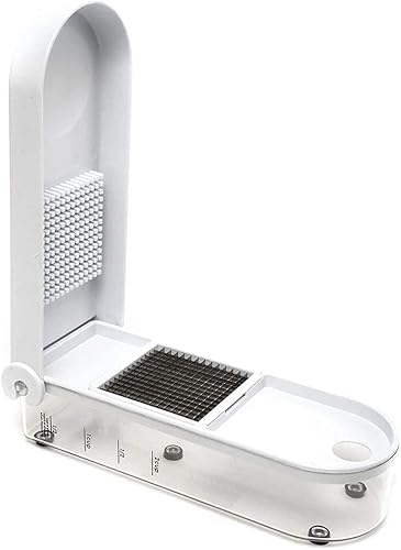 Miniatura 2 de Jean-Patrique Picador mágico de verduras con recipiente, picador de alimentos blanco con 2 cuchillas intercambiables, bandeja de captura y fácil