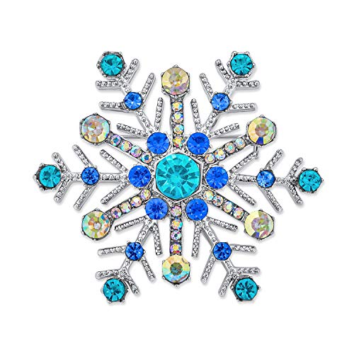 Broche flocon de neige bleu en cristal : le cadeau de Noël idéal
