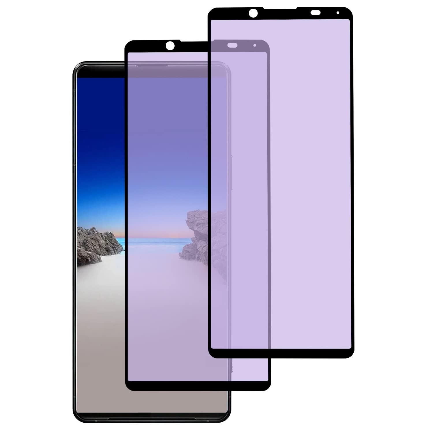 Amazon.co.jp: 【2枚入り】 Xperia 5 II 用 ガラスフィルム ブルー 
