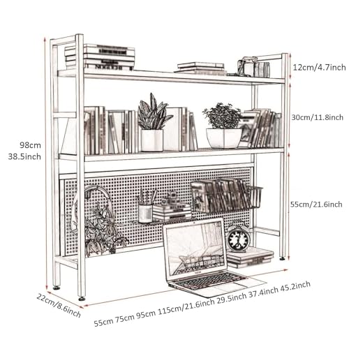 Scaffale da scrivania multifunzionale in metallo - Espositore da banco for | organizer libreria tavolo for ufficio domestico(75x98x22cm(30x39x9inch),Black)