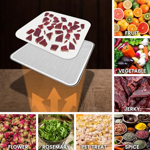 4 Pack Silicone Dehydrator Sheets,Non-stick Food Fruit Dryer Mats Reusable Steamer Mesh Mat for Fruit Dryer,Silicone Dehydrator Trays(9.45 x 9.45 inch)
