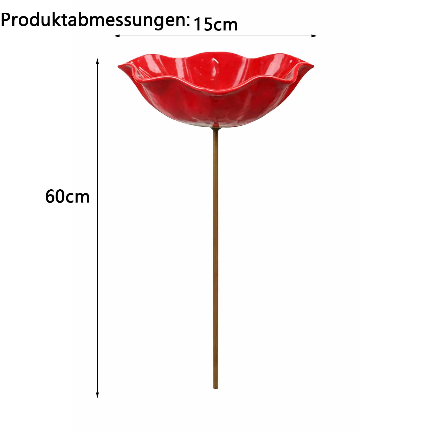 Blumen Gartenstecker Vogeltränke, Bienentränke für den Garten – Handgefertigte Metallblume als Vogelbad & Insektenwasserstelle, Gartenstecker für draußen Naturliebhaber (3*A)