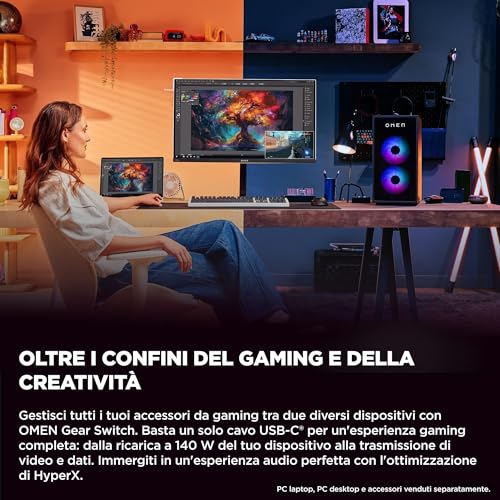 OMEN Transcend 32 Monitor, Display da 31.5" 16:9 4K UHD 240Hz QD-OLED, 0,03ms GtG, 250 Nits, VESA 10 x 10 cm, NVIDIA G-SYNC, AMD FreeSync Premium Pro,Cavo HDMI 2.1, USB Type-C, LED RGB, HDR 400 - PC Desktop - Immagine 8