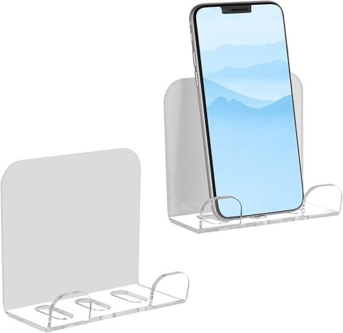 Cosmos Soporte de pared para teléfono, soporte de pared para teléfono celular, soporte de carga para teléfono inteligente, organizador de mesita de