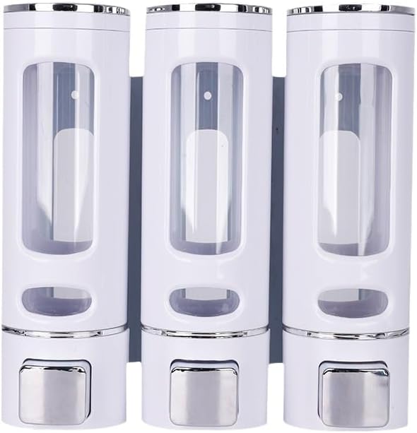 Dispensador de jabón de ducha 3 en 1, dispensador de champú y acondicionador, separador de jabón de baño, separador de ducha 3 cámaras sin taladro,