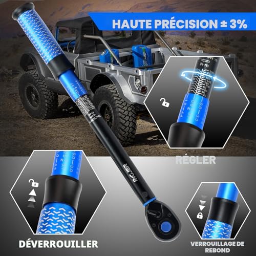 Clé dynamométrique à cliquet 1/2 pour serrage de précision mécanique