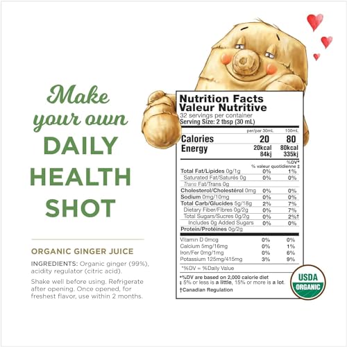 Image of Organic Ginger Juice by The Ginger People - 99% Pure, No Sugar or Water Added, Non-GMO, Vegan, 32 fl oz (Pack of 12)