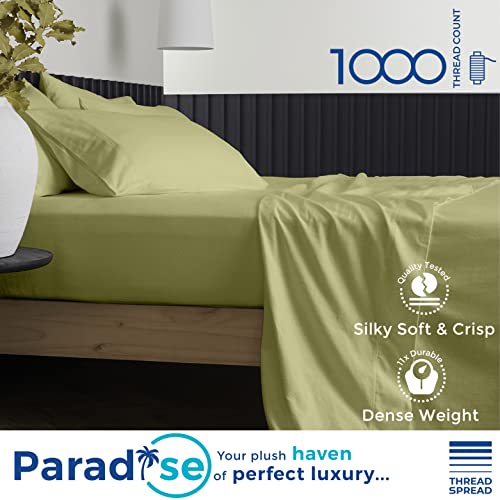 Luxury Sheets 1000 Thread Count - Egyptian Quality Cotton Quality Split King Size Sheet Set - Deep Pocket Fitted Bedding Sheets & Pillowcases - 5 Pc Breathable - Sage Green Sheets For Boys & Girls #TOP1