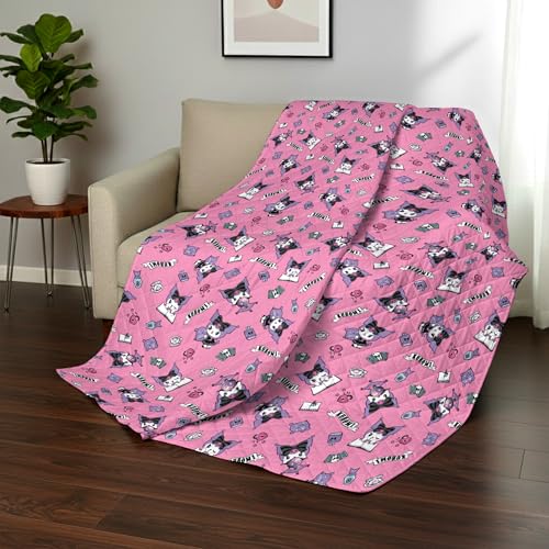 Image of Sanrio Kuromi Anime Comfy Throw - Soft Quilted 60x80 Reversible for Couch, Bed, Adults & Kids