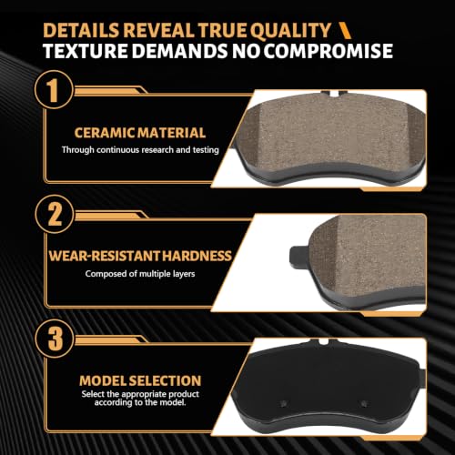 Image of D1340 Front Ceramic Brake Pads Kit Fit For Mercedes-Benz C250 2010-2015, For Mercedes-Benz C300 2008-2012, For SLK250 2012-2015
