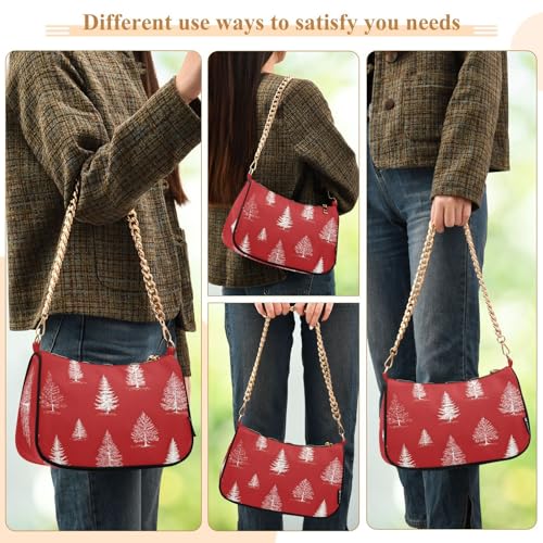 Shoulder Bags for Women Christmas Tree Tote HandBag Shoulder Bags purse with Chain Zipper Closure3