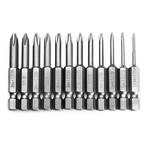 Demiawaking 12-teiliger Schraubendreher-Bitsatz – Phillips Kreuz, 50 Mm, 1/4 Zoll Sechskantschaft, Magnetisch – Aus S2-Stahl