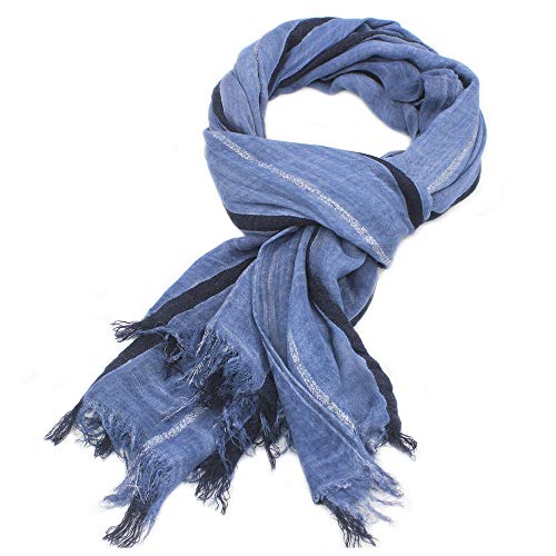 MEISHINE - Bufanda de algodón para hombre (190 x 90 cm) azul claro Talla única Cover