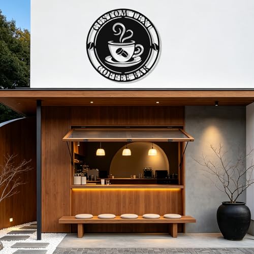 Image of Personalized Coffee Bar Metal Sign, Custom Coffee Signs, Custom Coffee Name Signs for Cafe Station, Coffee Wall Art Decor for Kitchen, Cafe Shop Decor, Cafe Lover Gift