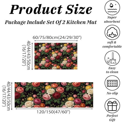 Alfombra cocina lavable antideslizante de pack doble duradero de fácil limpieza en verde oscuro 3