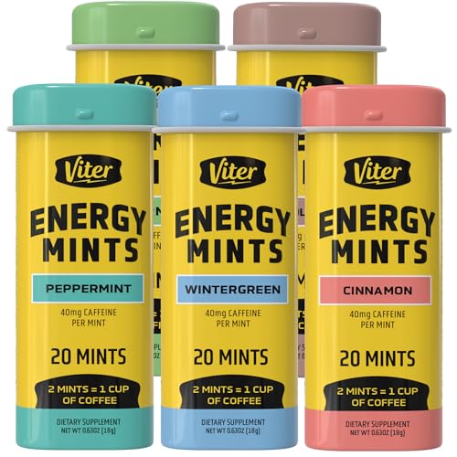 Viter Energy 40mg Caffeine Mints - Sugar Free, B Vitamins, Vegan...