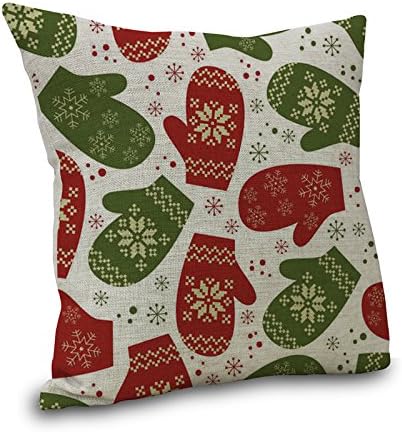 Lydealife（TM） 18 X 18 Inch Cotton Linen Decorative Throw Pillow Cover Cushion Case, Christmas gloves snowflake LD054
