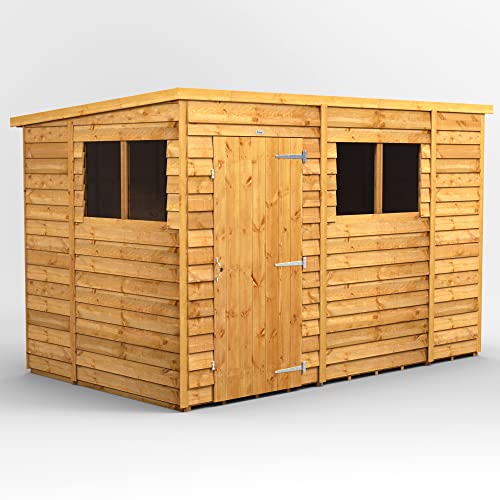 Powersheds High Grade Premium Pent Overlap Wooden Shed with Security Features, Door & Window Flexibility, made from Extra Thick Timber