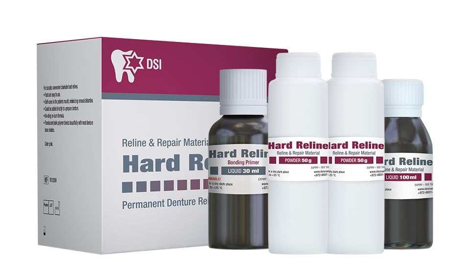 DSI Hard Liner, Pink Acrylic Self-Cure Denture Relining Material, Quick Setting