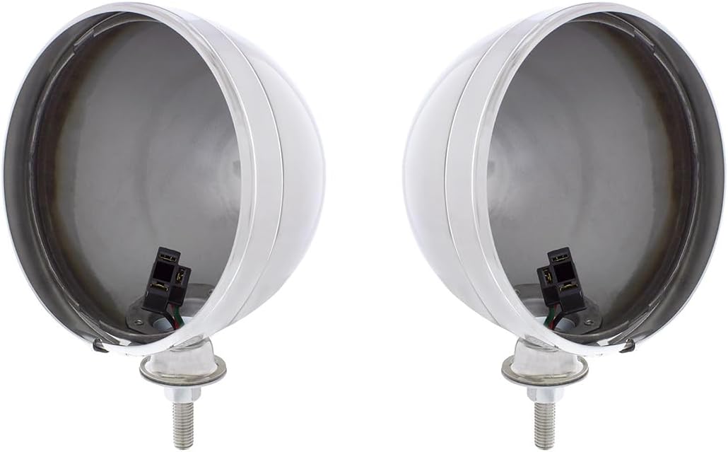 United Pacific A5022 7” Chrome Dietz Style Headlight Housing w/34222 Pigtail, Triple Chrome Plated, Housing ONLY – ONE Set (Pack of 2)