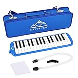 EastRock 32 Key Melodica Instrument Keyboard Soprano Piano Style with Mouthpiece Tube Sets and Carrying Bag for Beginners Adults Gift Blue