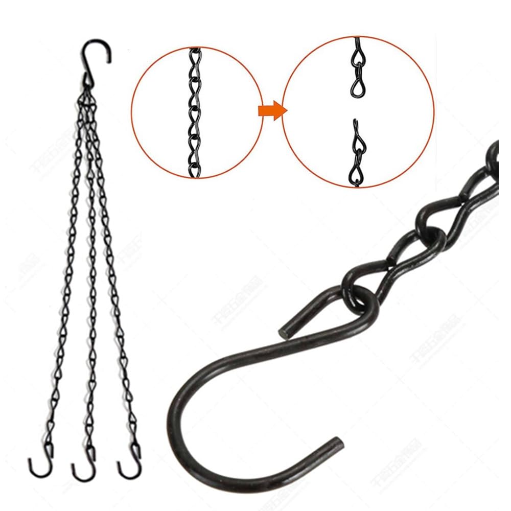 Quesuc Confezione da 2 catene da appendere per mangiatoie per uccelli, fioriere, lanterne e ornamenti (24 cm, nero