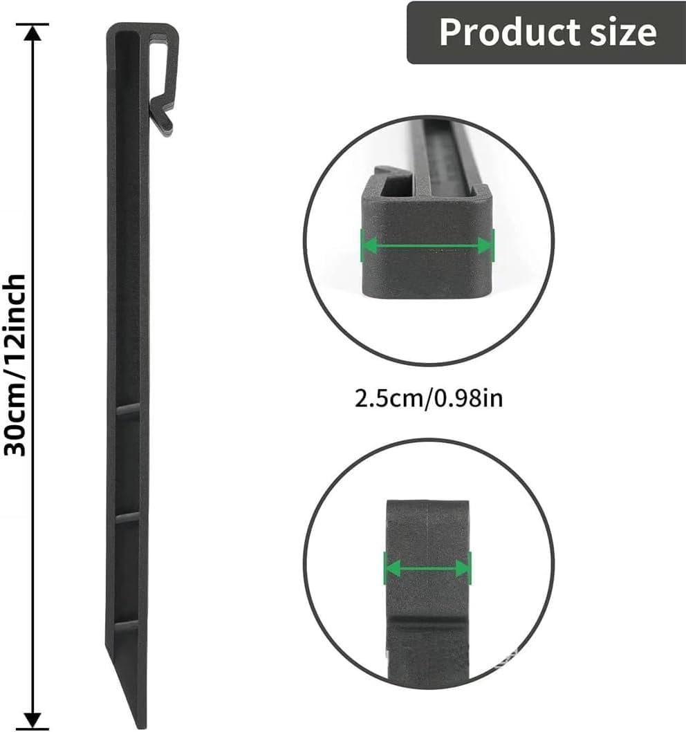 Lot de 30 piquets d'ancrage Piquet ancrage Piquet Bordure Jardin Piquet ancrage Bordure Jardin Piquet pour Bordure de Jardin - 24,7 cm Noir - Toile de paillage, pelouse, Support de Plantes