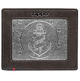 Zippo Mocha Minimalist Wallet- Anchor Metal Plate Design