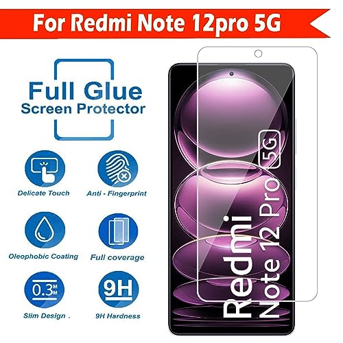 Image of Tempered Glass Screen Protector Compatible for Redmi Note 12 Pro /Note 12 Pro Plus /Note 12 Discovery /Note 12 Turbo /Poco F5 /Poco X5 Pro with Full Screen Coverage; (Transparent), Pack of 1