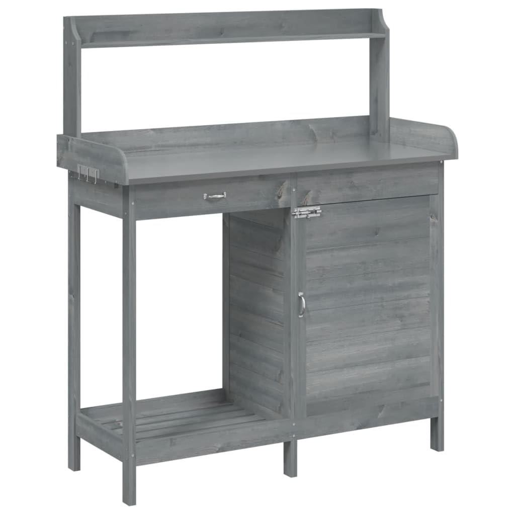 Vidaxl (Black) Potting Table With Cabinet Potting Bench Plant Table Solid Wood Fir Black