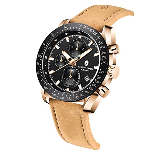 Image of BENYAR Men's Watches Chronograph Watch for Men Multifunction Black Waterproof Sport Fashion Quartz Wristwatches Calendar with Stainless Steel Strap