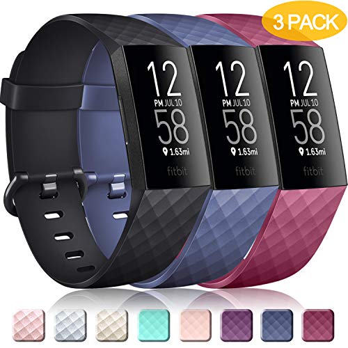 Pack 3 Silicone Bands for Fitbit Charge 4 / Fitbit Charge 3 /