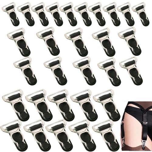ArrErr 30 Pack Garter Belt Clips Replacement Strap End Hooks Clasp Buckle Holder Stocking Grips for Corset Leg Suspender Skirt Knee Socks Stays Elastic Belts 3 Sizes Width 10mm 12mm 15mm