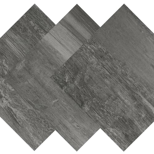 Decotalk 30-Sheet Grey Wood Floor Tiles Peel and Stick Vinyl