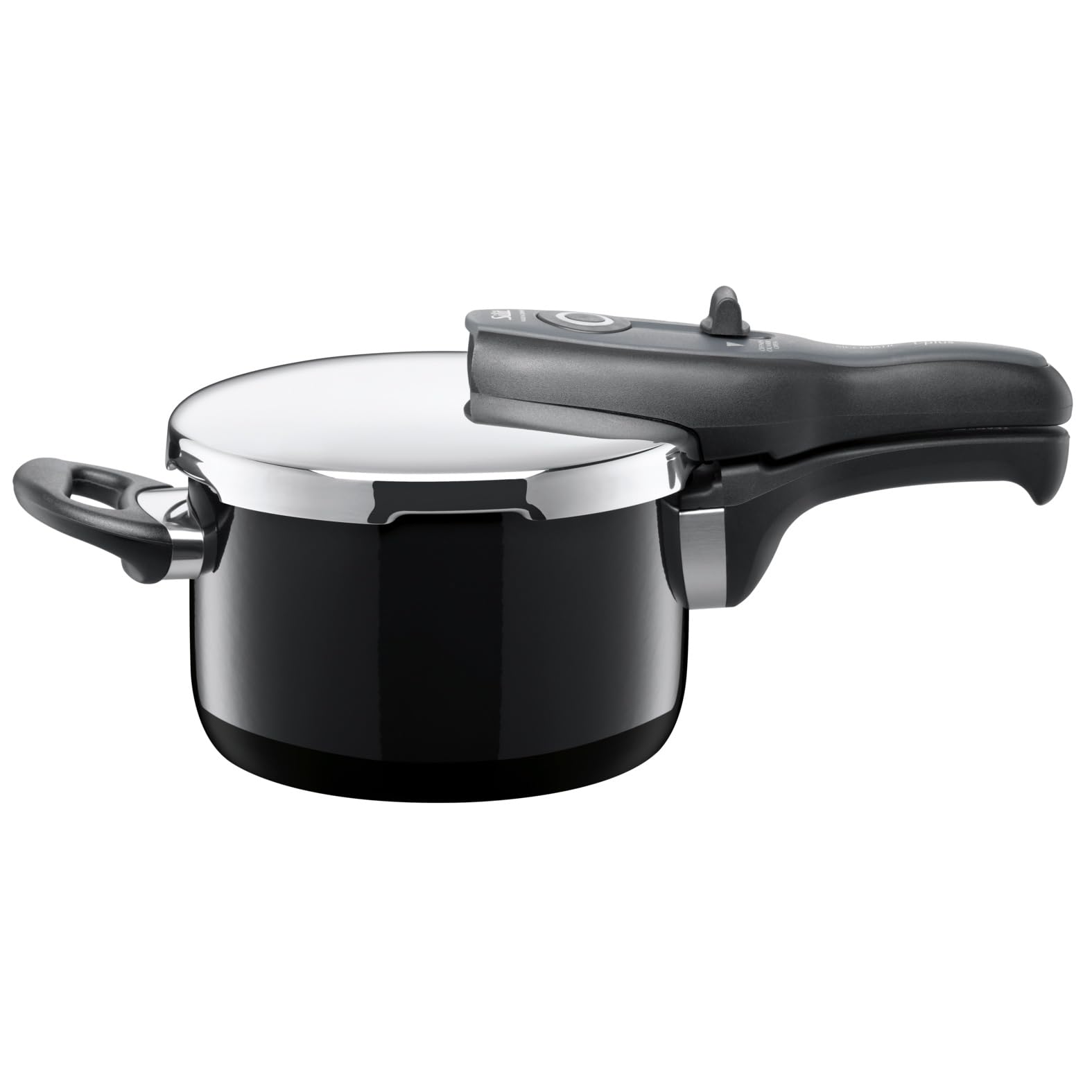 Silit Sicomatic t-plus Schnellkochtopf 2,5l, Schnelltopf 18 cm, Silargan Funktionskeramik, Induktion, 3 Kochstufen, Einhand-Drehregler, schwarz