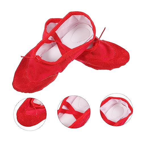 EXCEART Ballet Shoes Kids Ballerina Dance Shoes Pu Leather Elastic Band for Girls Boys Size 27 Red3