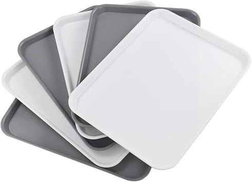 Rectangular Plastic Serving Trays, Fast Food Serving Cafeteria Trays,17.2" X 13.4", Set of 6